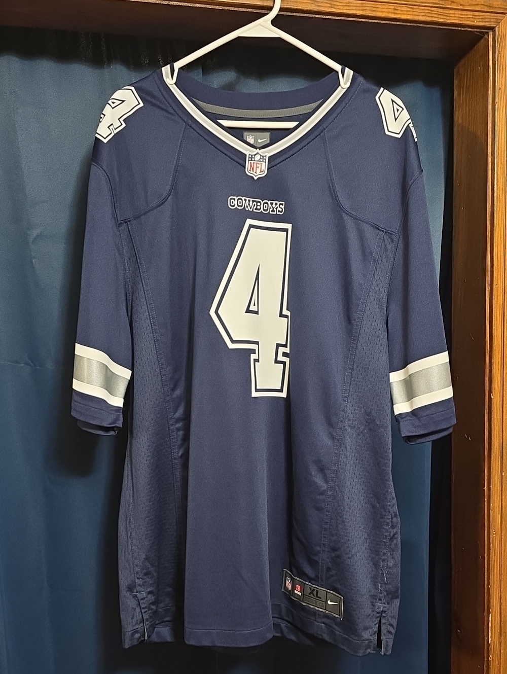 Dak Prescott XL Nike Dallas Cowboys Navy Blue #4 Football Jersey with White